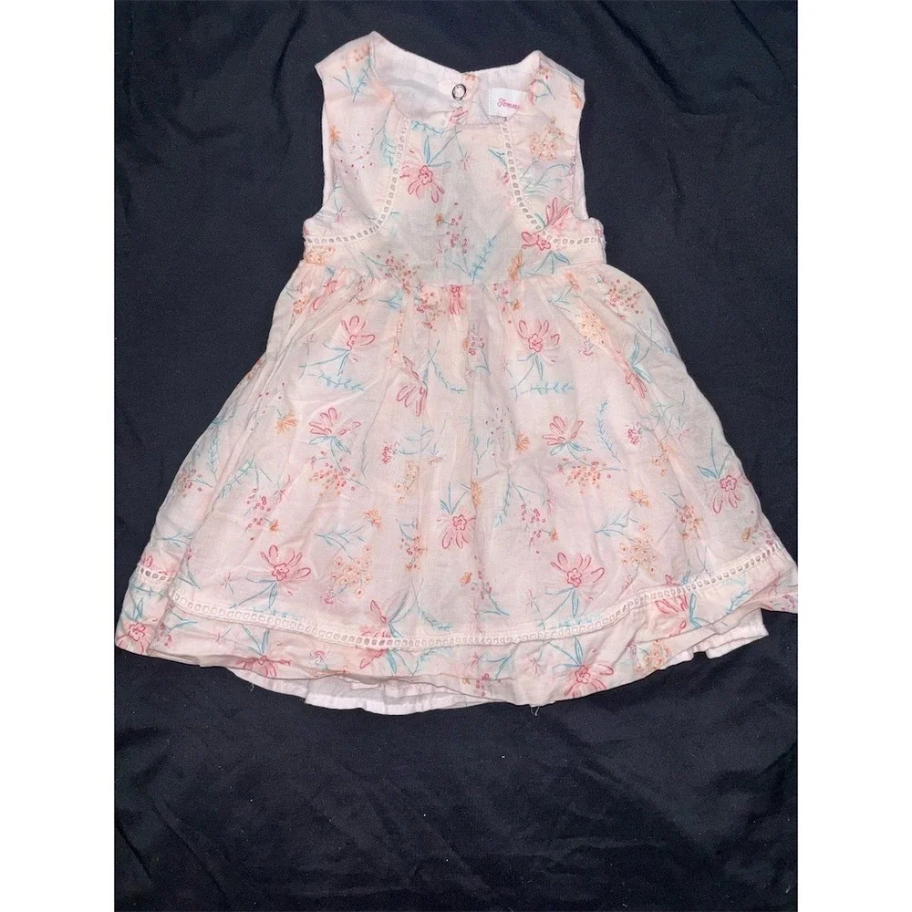 Tommy Bahama Sundress Baby Girls 12-18M Pink Floral Sleeveless Bow Back resort